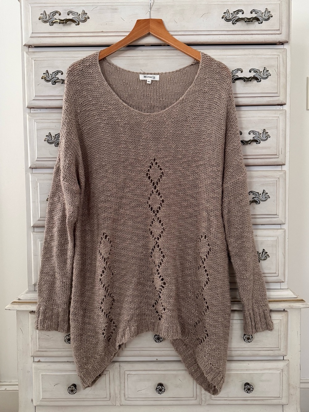 Vici Pointelle Knit Boho Sweater